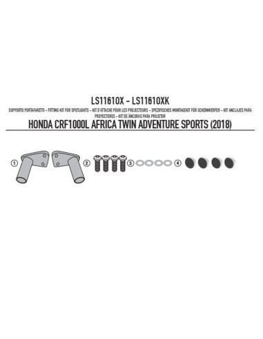 Kappa Mocowanie Halogenów Ks310 I Ks322 Honda Crf1000L Africa Twin Adventure Sports (18) Używając Otworów Gwintowanych W Orygina