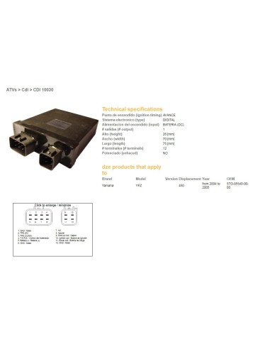 DZE MODUŁ ZAPŁONU CDI YAMAHA YFZ450 04-05 (5TG-85540-00-00)