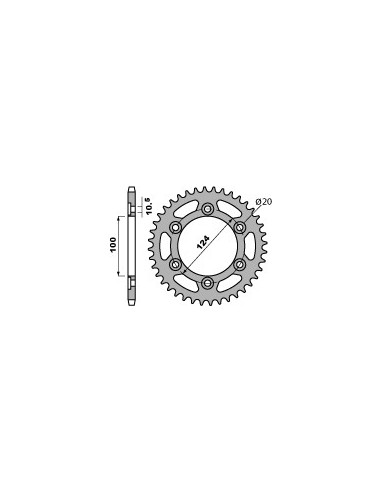 PBR ZĘBATKA TYLNA 1027 37 C45 DUCATI 900 SS 91-00, 88 STRADA 93-95 (JTR735.37) (ŁAŃC. 520)