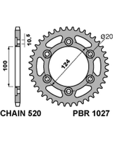 PBR ZĘBATKA TYLNA 1027 42 C45 DUCATI MONSTER 695/800 (JTR735.42) (ŁAŃC. 520)