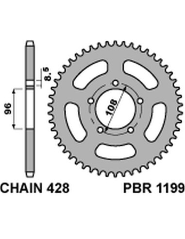 PBR ZĘBATKA TYLNA 1199 49 C45 MZ 125 RT/SM (ŁAŃC. 428)