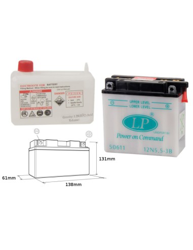 LANDPORT AKUMULATOR 12N5,5-3B (MD 12N5,5-3B) 12V 5,5AH 138X61X131 OBSŁUGOWY - ELEKTROLIT OSOBNO (4) UE2019/1148