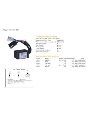 DZE MODUŁ ZAPŁONU CDI POLARIS 250 '89-'04, 400 SPORT '96-'97