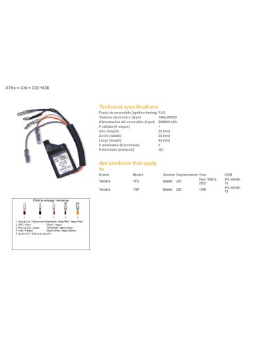 DZE MODUŁ ZAPŁONU CDI YAMAHA YFS200 BLASTER 90-02