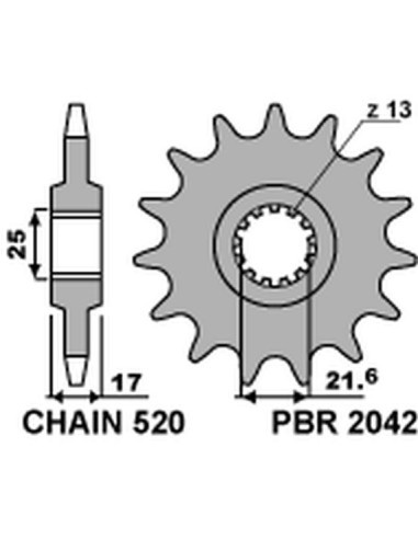 PBR ZĘBATKA PRZEDNIA 2042 15 18NC HONDA CB 500F/X '13-15, CBR 500R `13-15 (ŁAŃC. 520)