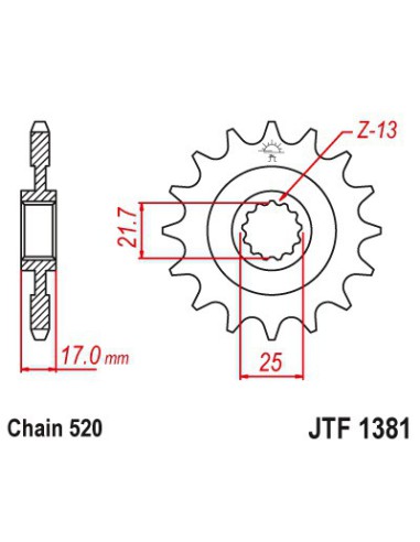 JT ZĘBATKA PRZEDNIA 2042 16 Z GUMĄ HONDA CB 500F/X '13-'15, CBR 500R '13-'15 (204216JTRB) (ŁAŃC. 520)