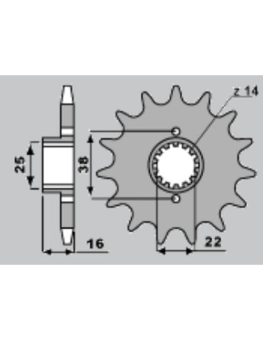 CHT ZĘBATKA PRZEDNIA 2050 14 DUCATI 748/916/944/996 1000