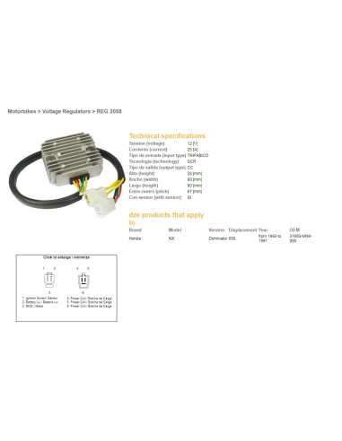 DZE REGULATOR NAPIĘCIA HONDA NX 650 DOMINATOR '88-91 (SH532B)