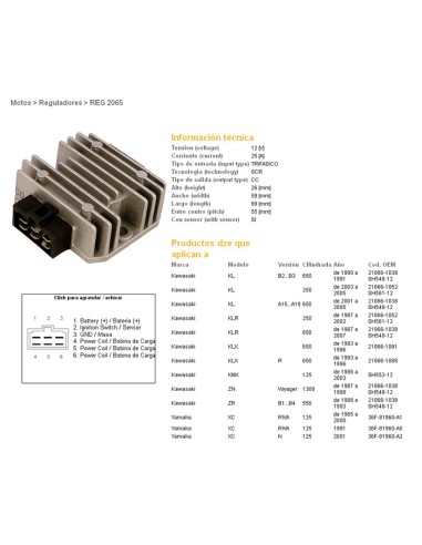 DZE REGULATOR NAPIĘCIA KAWASAKI KLR650 87-07, KMX125 86-03, KLR250 87-05 (ESR246)