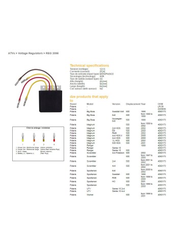 DZE REGULATOR NAPIĘCIA POLARIS 500 98-02 (OEM 4060173) (ESR951)