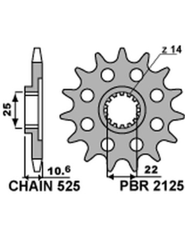 PBR ZĘBATKA PRZEDNIA 2125 15 18NC MV AUGUSTA 910/920/989/990/1000