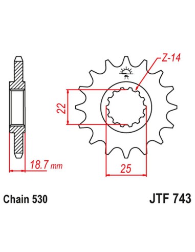 JT ZĘBATKA PRZEDNIA 2254 15 Z GUMĄ DUCATI MULTISTRADA 1200 '10-'16 (225415JTRB) (ŁAŃC. 530)