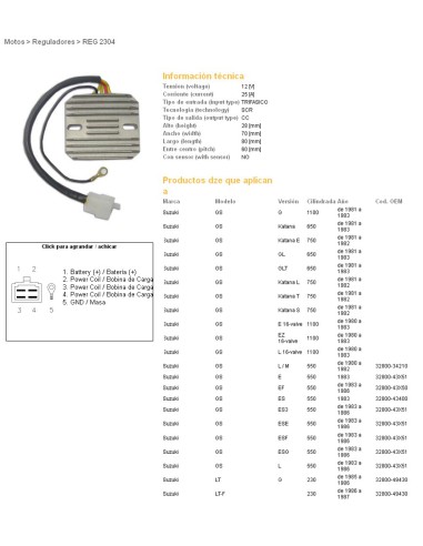 DZE REGULATOR NAPIĘCIA SUZUKI GS550/650/750/850/1000/1100 (ESR090,ESR100) 32800-34210 (ESR090)