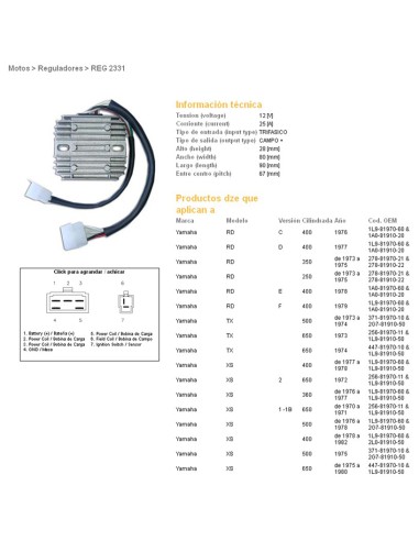 DZE REGULATOR NAPIĘCIA YAMAHA XS650 75-81 (447-81970-10-00) (ESR350)