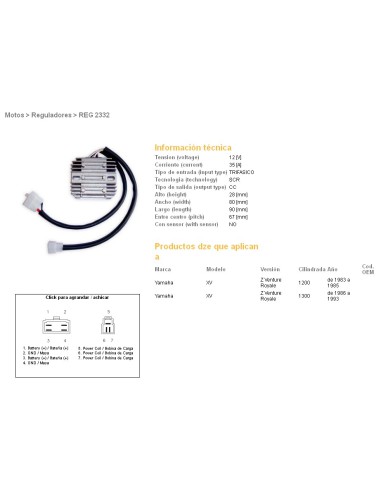 DZE REGULATOR NAPIĘCIA YAMAHA XVZ1200/1300 Z VENTURE ROYATE 83-93