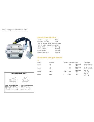 DZE REGULATOR NAPIĘCIA HONDA CB650 Z/C 79-82, CBX750F 84-86 (31600-460-731) (ESR190)