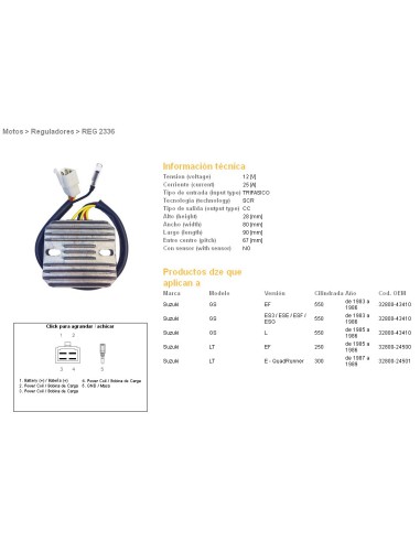 DZE REGULATOR NAPIĘCIA SUZUKI GSX550 E/ES/EF/L 83-86 (ESR110)