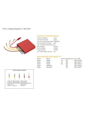 DZE REGULATOR NAPIĘCIA POLARIS SPORTSMAN 600/700 04-, RANGER 500 '04