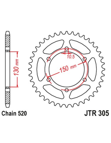 JT ZĘBATKA TYLNA 236 46 HONDA NX 650 '95-'01, YAMAHA XJ 6 '09-'15 (23646JTZBK) (ŁAŃC. 520) - PATRZ RÓWNIEŻ 430946 (23646JTZBK)