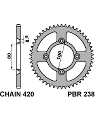 PBR ZĘBATKA TYLNA 238 46 C45 HONDA CRF 80F 04-13 (ŁAŃC.420) (JTR1214.46)