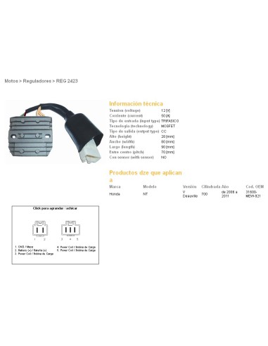 DZE REGULATOR NAPIĘCIA HONDA NT700V DEAUVILLE 06-11 (31600-MEW-921) MOSFET (50A)