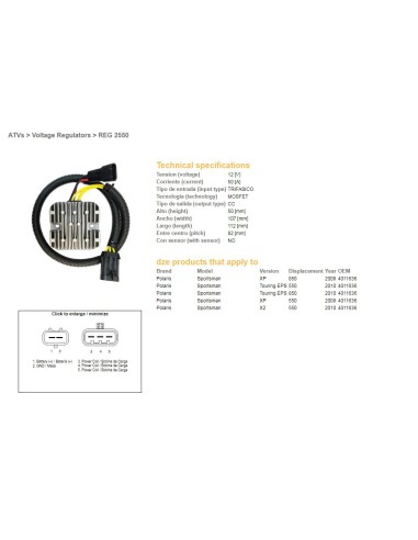 DZE REGULATOR NAPIĘCIA POLARIS SPORTSMAN 550 '09-'10, 850 '09-'10 (40111636) MOSFET - 50A