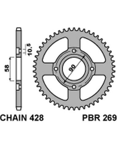 PBR ZĘBATKA TYLNA 269 44 C45 HONDA DAELIM VC 125S 96-99 (ŁAŃC. 428) (JTR269.44)