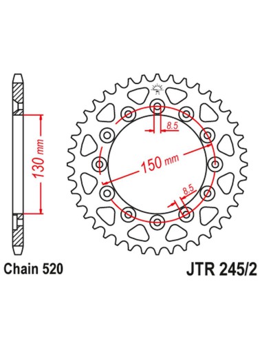 JT ZĘBATKA TYLNA 270 39 YAMAHA WR 250R '08-'20 (27039JT) (JTR245/2.40) (ŁAŃC. 520)