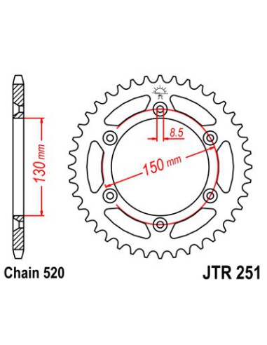 JT ZĘBATKA TYLNA 270 43 HONDA XL 500R '82 (J27043JT) (ŁAŃC. 520)