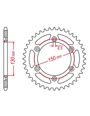 GROSSKOPF PROMOCJA ZĘBATKA TYLNA ALUMINIOWA KOLOR CZARNY 270 51 (27050) YAMAHA YZ/YZF '99-'21, WRF '01-'21 (JTR251.51) (ŁAŃC.