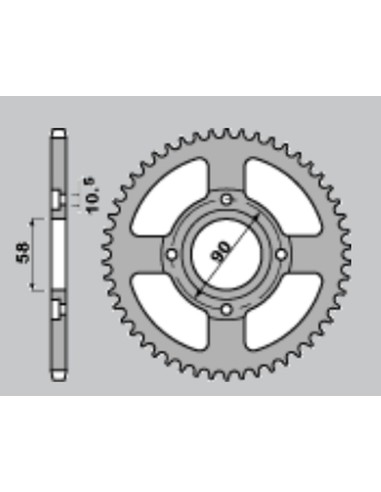 PBR ZĘBATKA TYLNA 279 45 C45 KTM 125 DUKE 11-13 (JTR273.45) (ZAMIENNA Z 4668 45) (ŁAŃC. 520) (OTWÓR 8,5MM)