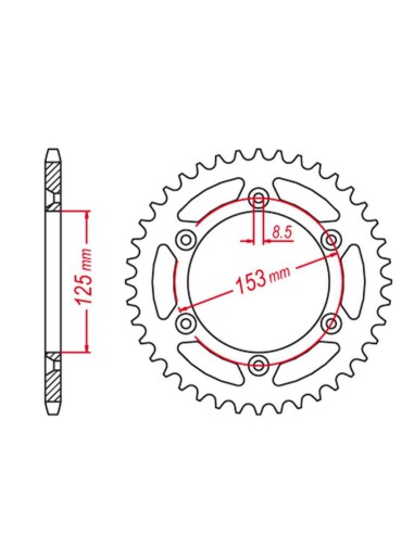 GROSSKOPF PROMOCJA ZĘBATKA TYLNA ALUMINIOWA KOLOR CZARNY 289 46 HONDA CR/CRF '83-'22, BETA RR '13-'22 (JTR210.46)