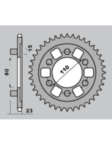 CHT ZĘBATKA TYLNA 3555 38 APRILIA AF1 125 90-93 (A4150019380)