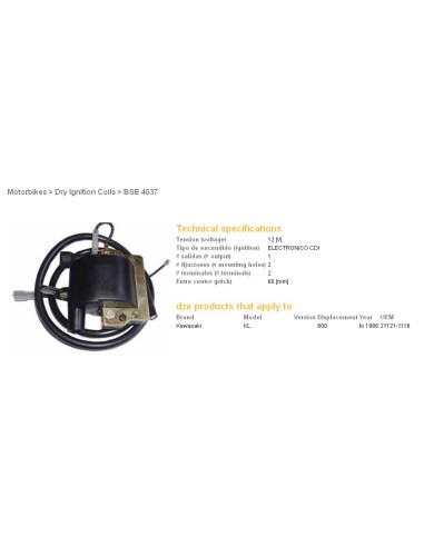 DZE CEWKA ZAPŁONOWA KAWASAKI KLR600 84-86 (21121-1116)