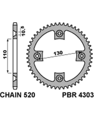 PBR ZĘBATKA TYLNA 4303 39 C45 HONDA TRX 400 X 09 (JTR1350.39) (ŁAŃC. 520)