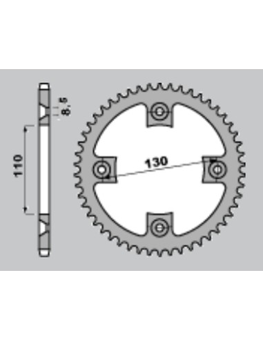 GROSSKOPF PROMOCJA ZĘBATKA TYLNA ALUMINIOWA 4306 50 HONDA CR 85 '03-'07, CRF 150 '07-'22 KOLOR CZARNY