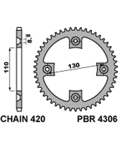 PBR ZĘBATKA TYLNA 4306 55 HONDA CR 80/85 (JTR215.55) (ŁAŃC. 420)