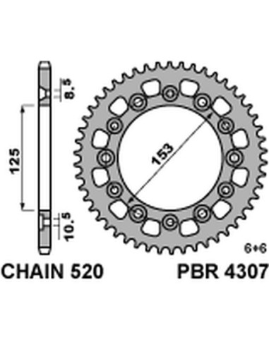 PBR ZĘBATKA TYLNA 4307 39 HONDA CRM 250 '91 (JAPAN) (JTR210.39)