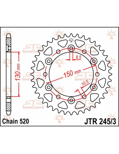 JT ZĘBATKA TYLNA 4309 43 HONDA XL600/XL500/NX650/XR600/FX650 (430943JT) (ŁAŃC. 520)