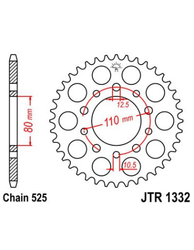 JT ZĘBATKA TYLNA 4350 40 HONDA CB 500 '94-'03, CB 750F '93-'03 (435040JTZBK) (ŁAŃC. 525) KOLOR CZARNY