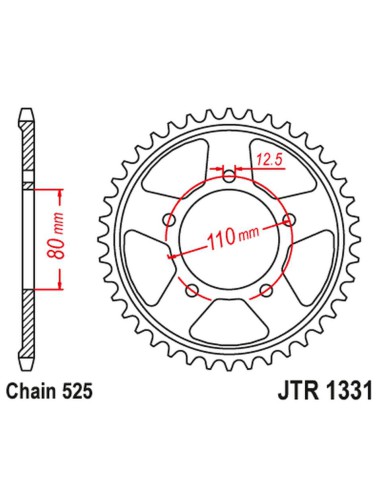 JT ZĘBATKA TYLNA 4350 42 HONDA CRF 1000 / 1100 L AFRICA TWIN / ADVENTURE SPORT '16-'23 (435042JTZBK) (ŁAŃC. 525) KOLOR CZARNY