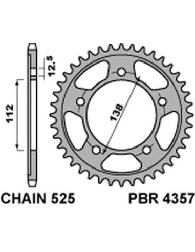 PBR ZĘBATKA TYLNA 4357 38 C45 HONDA VT 750S 11-13 (JTR1304.38) (ŁAŃC. 525)