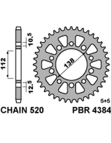 PBR ZĘBATKA TYLNA 4384 41 C45 HONDA 500F/R/X 13-16 (JTR1316.41)