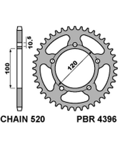 PBR ZĘBATKA TYLNA 4396 39 APRILIA RS 125 06-12 (JTR703.39)