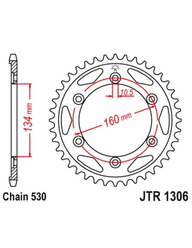 JT ZĘBATKA TYLNA 4399 42 HONDA CBR 1000RR '06-'16, CBR 900RR '00-'03 (439942JTZBK) (ŁAŃC. 530) KOLOR CZARNY