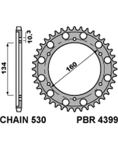 PBR ZĘBATKA TYLNA 4399 44 C45 CBR 900 RR`00-03, CBR 1000RR`06-15 (JTR1306.44) (ŁAŃC. 530) (+2)