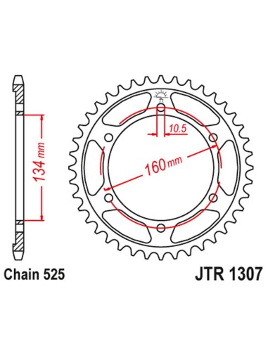 JT ZĘBATKA TYLNA 4405 41 HONDA CBR 600RR '07-'16 (440541JTZBK) (ŁAŃC. 525) KOLOR CZARNY