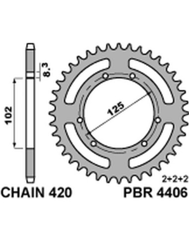 PBR ZĘBATKA TYLNA 4406 53 F DERBI SENDA 50R/SM 00-12 (ŁAŃC. 420) (JTR1132.53)