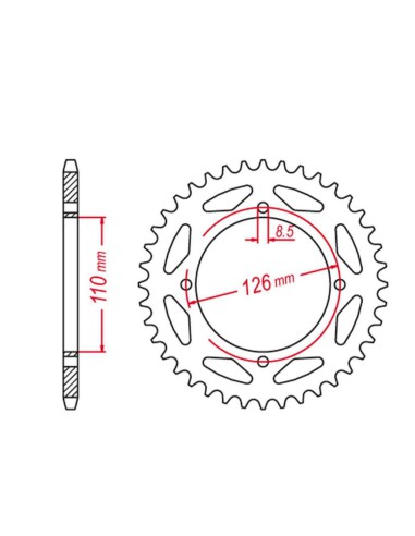 GROSSKOPF PROMOCJA ZĘBATKA TYLNA ALUMINIOWA KOLOR CZARNY 4418 46 KAWASAKI KX65 '00-'20, SUZUKI RM 65 '03-'05 (JTR1465.46)