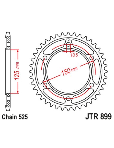 JT ZĘBATKA TYLNA 4454 42 KTM 950/990/1190 ADVENTURE / R LC8 '03-'18 (445442JTZBK) (ŁAŃC. 525) KOLOR CZARNY